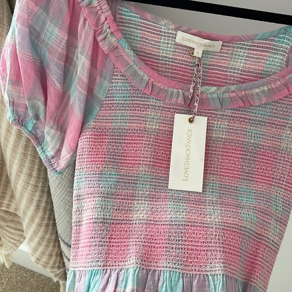 LoveShackFancy puff sleeve plaid blouse - Picture 2 of 4
